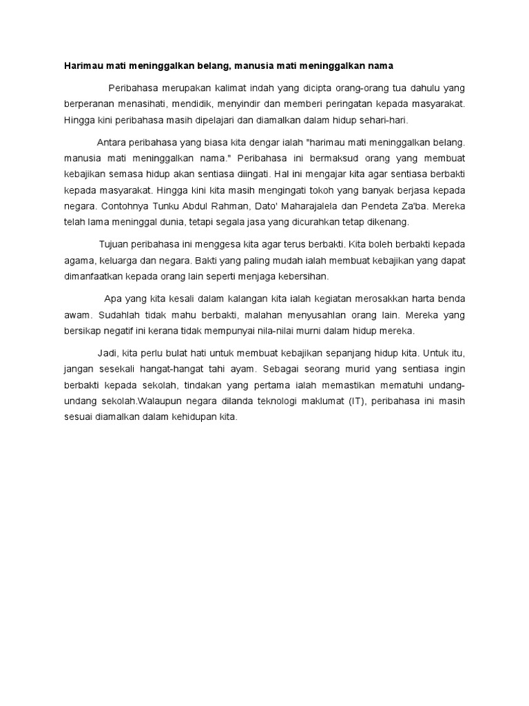 Harimau Mati Meninggalkan Belang Pdf