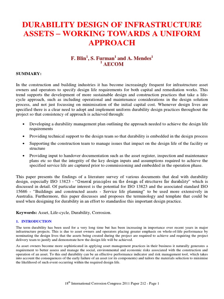 Durability Design for Infrastructure Assets | PDF | Corrosion | Concrete