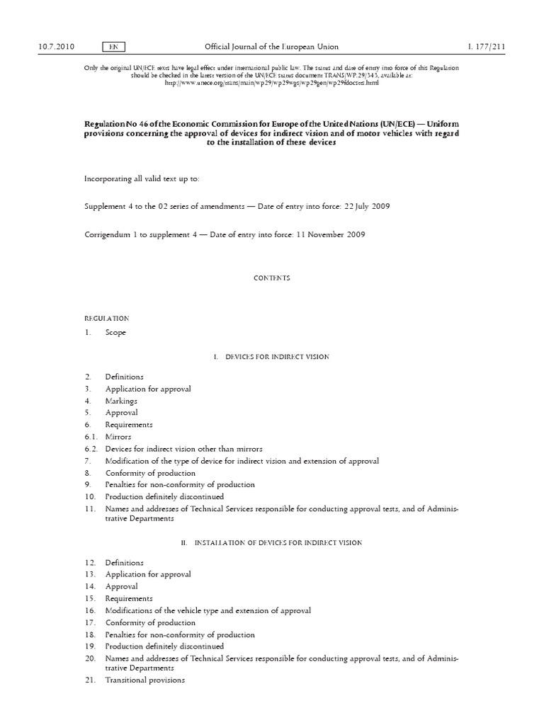 ECE R46 Regulation Overview | PDF | Visual Perception | Sphere