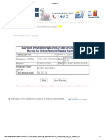 Eastern Power Distribution Company of A.P Ltd. Receipt For Online Payment (Regular Payment)