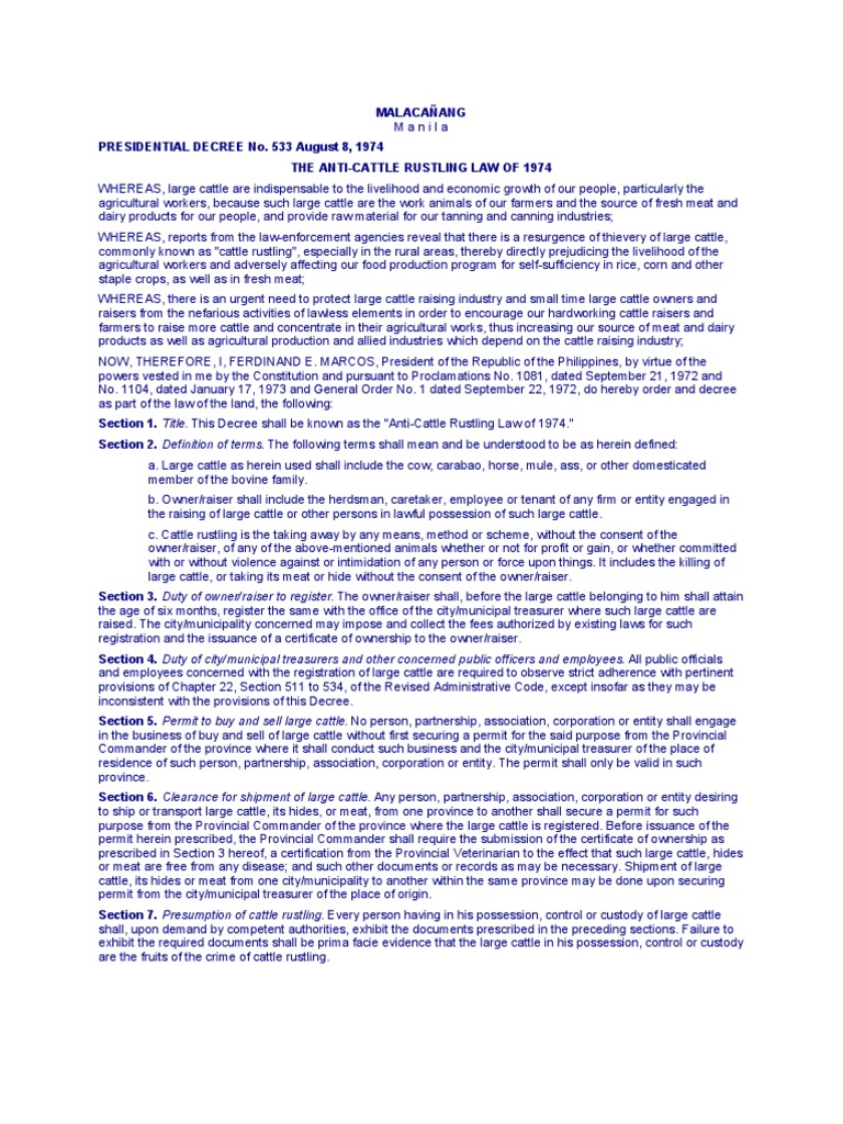 Anti-Cattle Rustling Law | PDF