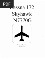 Cessna 172 Skyhawk, Owners Manual, (English) Manual Del Rio