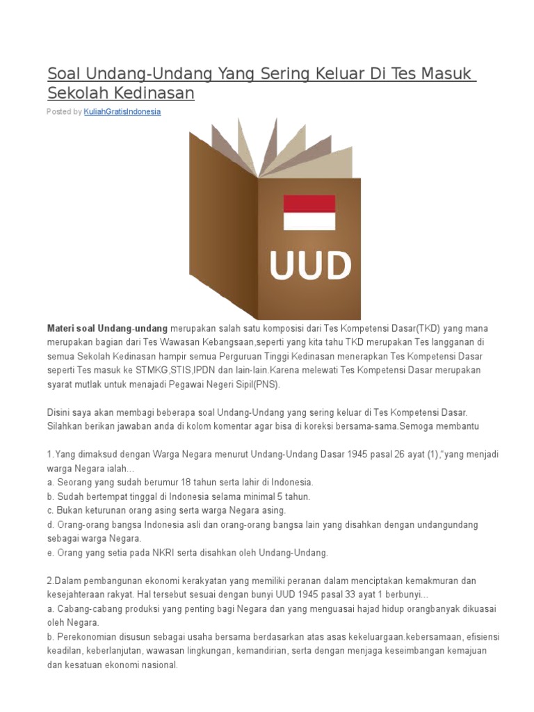 Soal UUD 1945 Soal UUD 1945