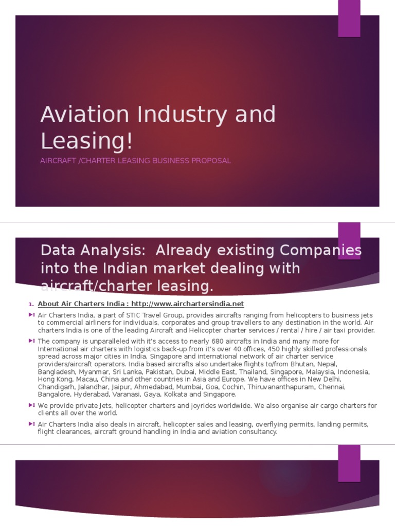 Aircraft Charter and Leasing in India | PDF