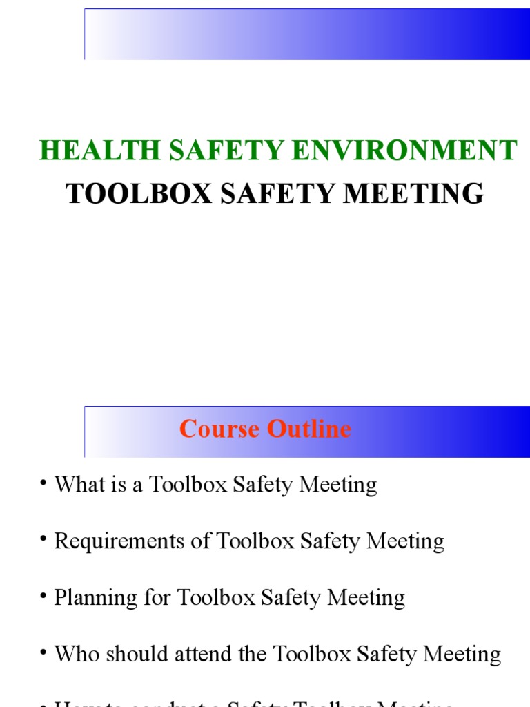 TOOLBOX Safety Meeting PDF