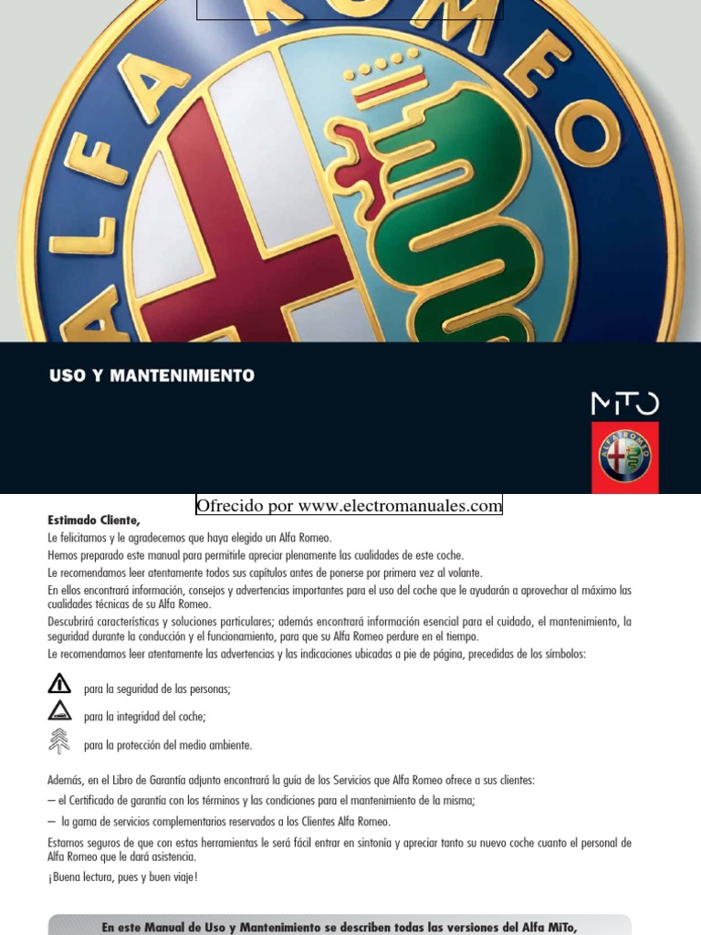 Alfa Mito Owners Manual Coche Airbag