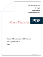 Mass Transfer Lab.: Name: Mohammed Sobhi Anoon No. Experiment: 1 Data