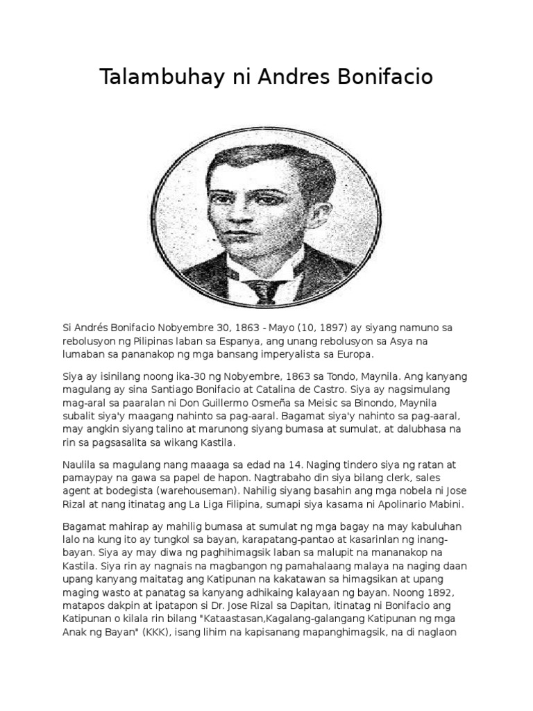 Talambuhay Ni Andres Bonifacio  PDF