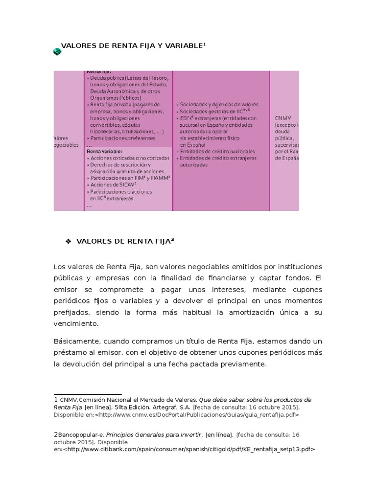 Valores de Renta Fija y Variable | PDF | Renta Fija | Compartir (Finanzas)