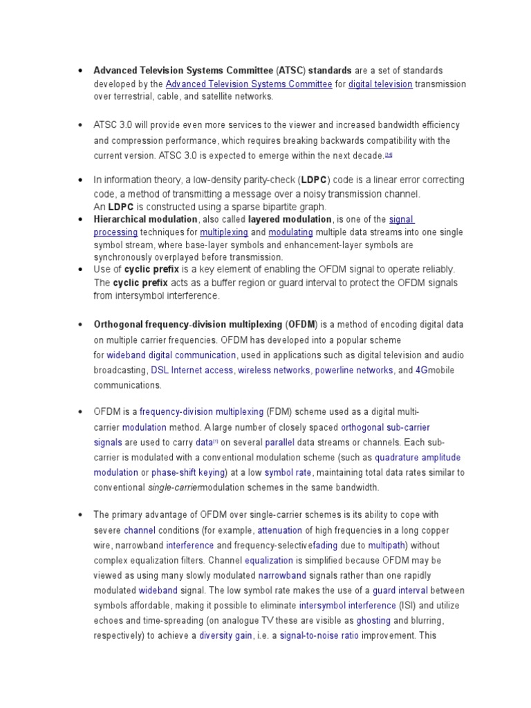 Advanced Television Systems Committee (ATSC) Standards Are A Set of ...