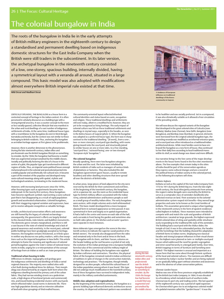 Significance of Colonial Bungalows in India | PDF | British Raj | Art Deco