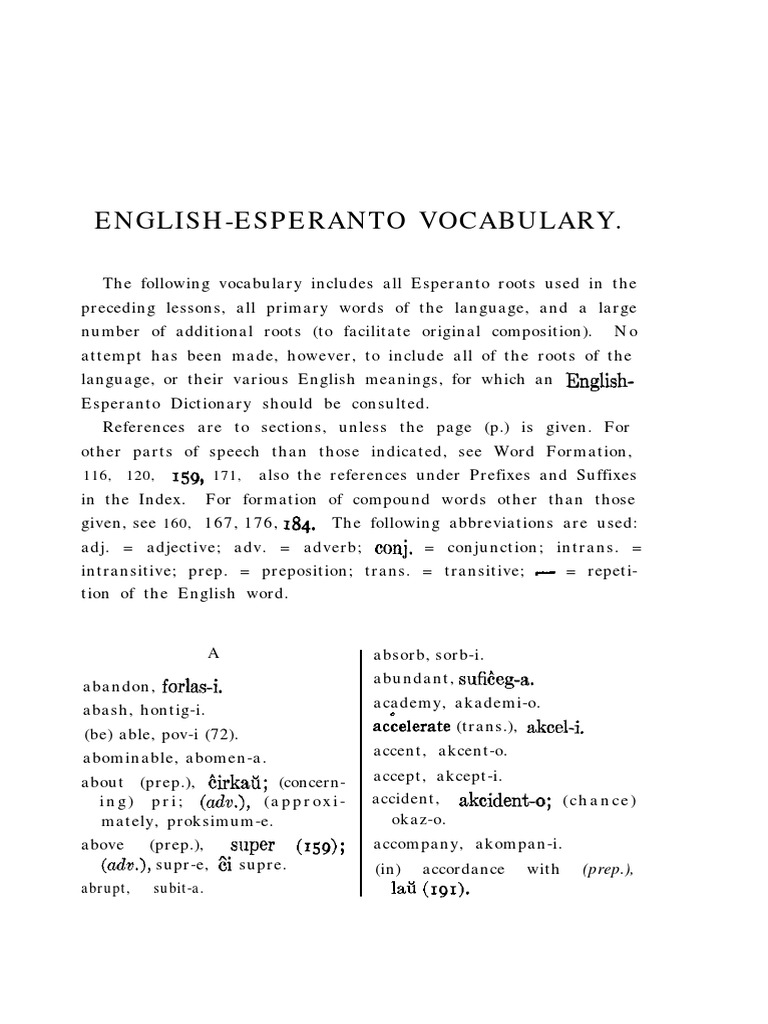 EnglishEsperanto Vocabulary.pdf English Language Word