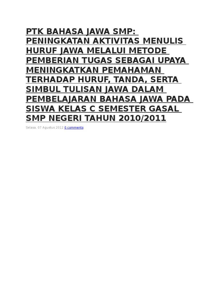 Ptk Bahasa Jawa Smp Docx