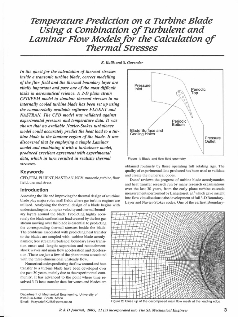 Temperature Prediction On A Turbine Blade Using A Combination of ...