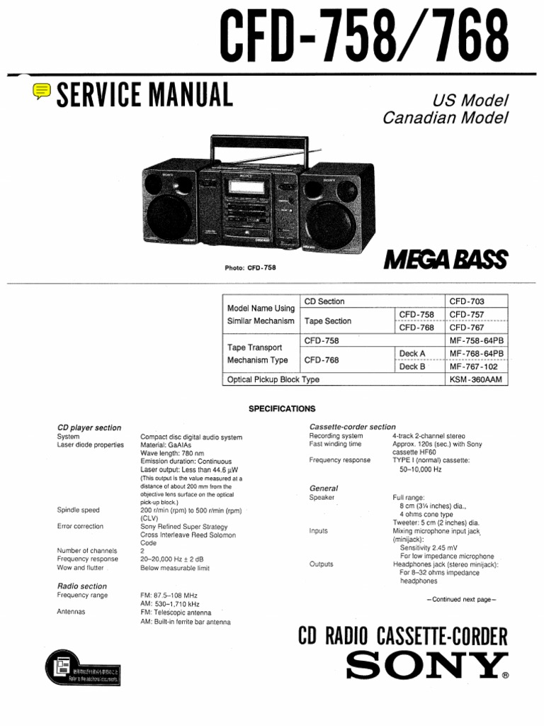 Sony cfd-758 768 SM 2 | PDF