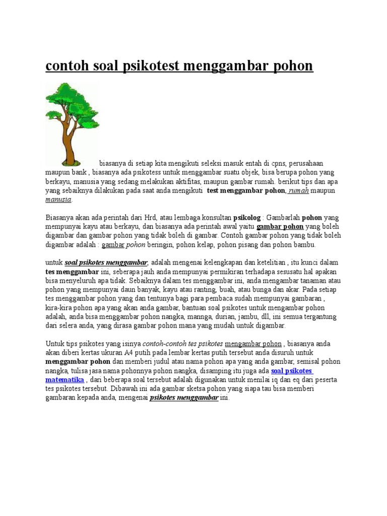 Contoh Soal Psikotest Menggambar Pohon