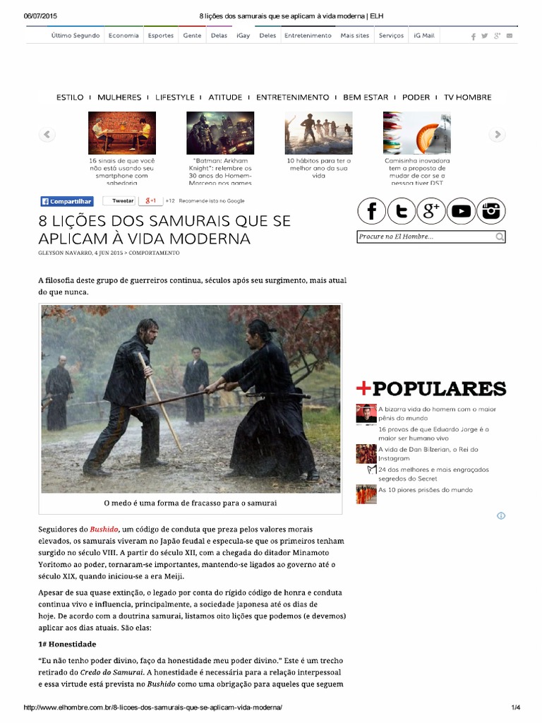 8 Principios Do Bushido | PDF