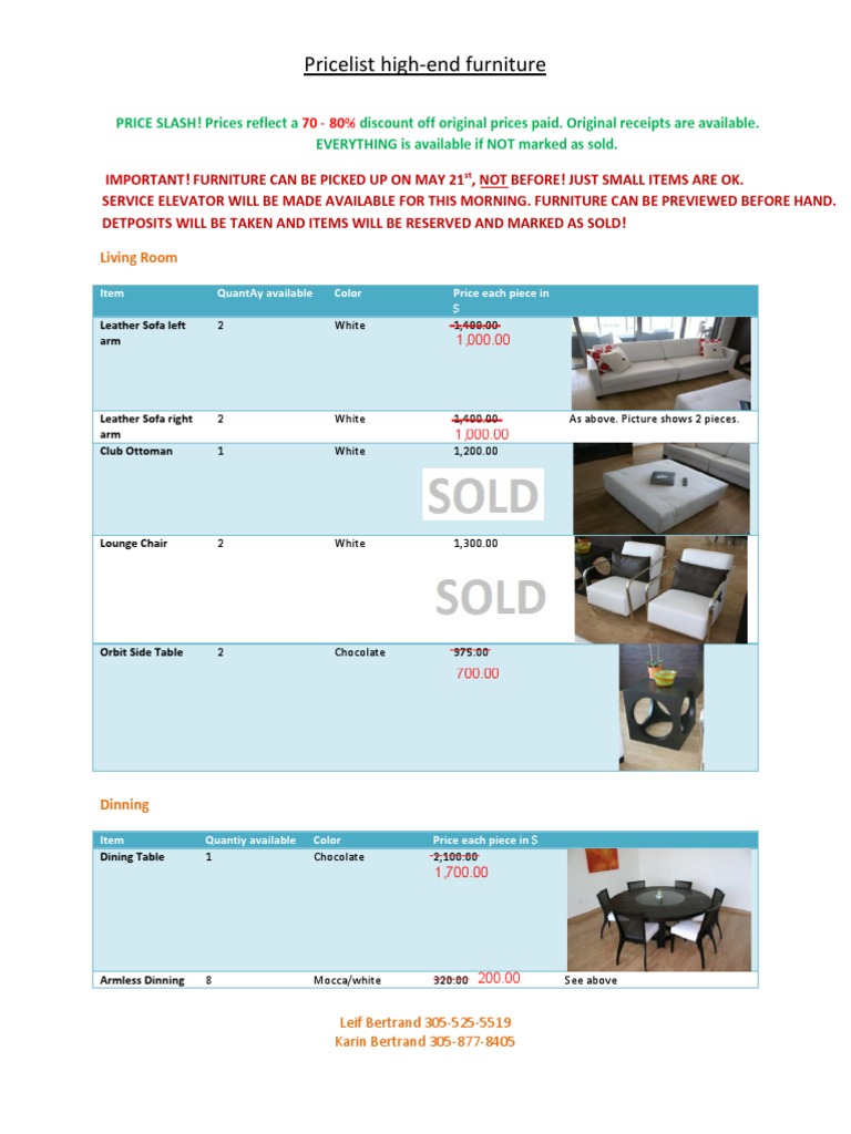 Furniture Price List PDF Bed Architectural Elements