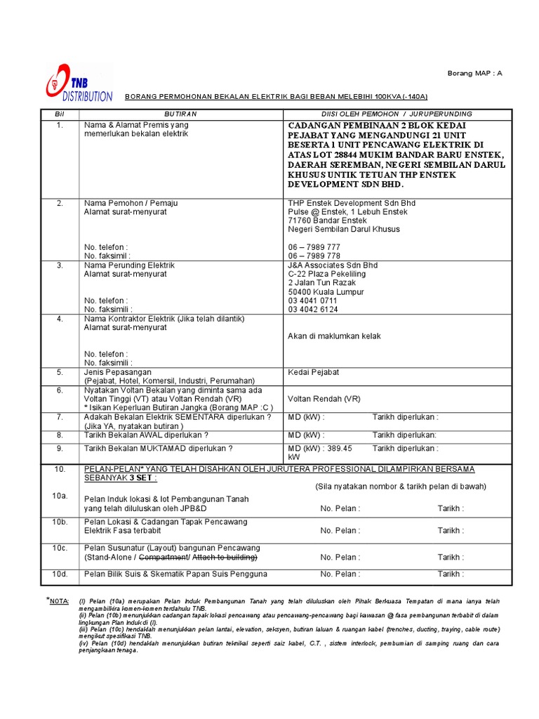 Borang Permohonan Bekalan Elektrik Domestic Pdf Document
