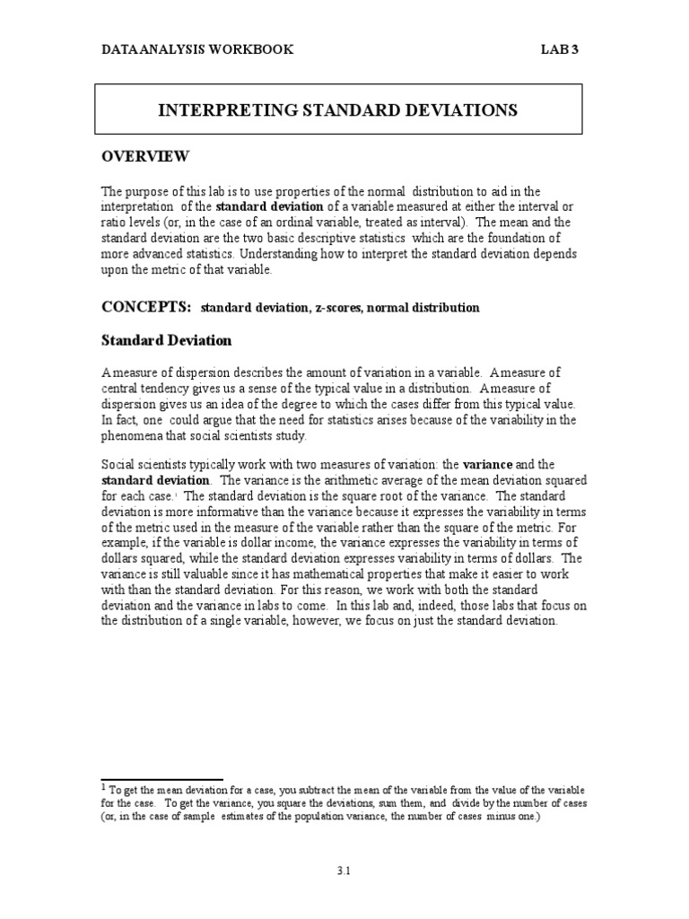 Interpreting Standard Deviations | PDF | Standard Score | Standard ...