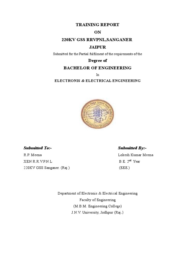 Training Report on 220KV GSS RRVPNL | PDF