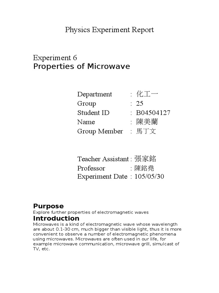 Properties of Microwaves Microwave Refractive Index