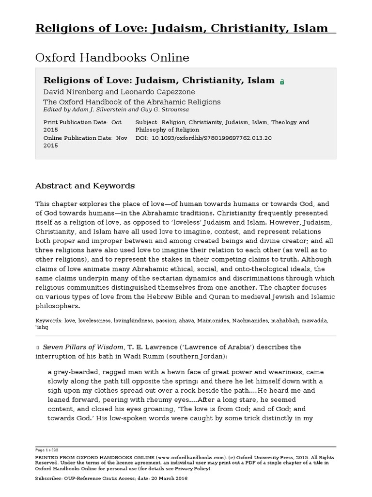 Love in Abrahamic Religions | PDF | Muhammad | Maimonides