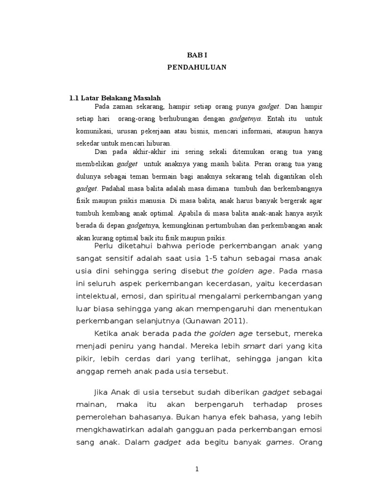 pengaruh gadget terhadap psikologi anak  Pengaruh  Gadget  terhadap  Perkembangan Anak  Usia Dini