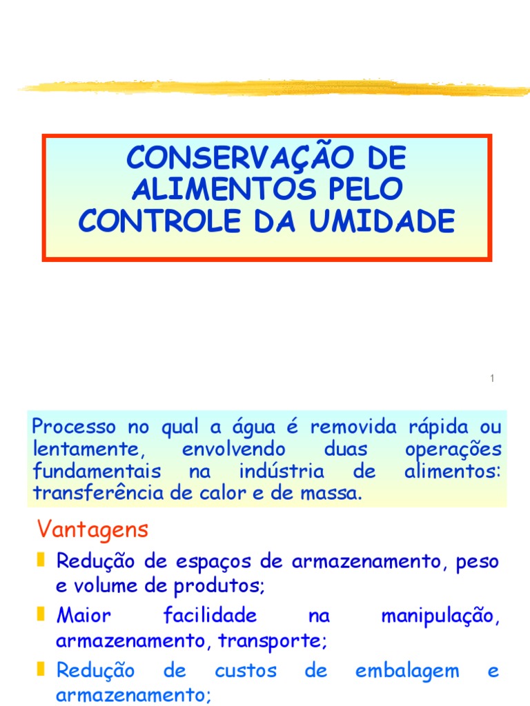 Controle de Umidade na Secagem de Alimentos | PDF | Liofilização | Umidade