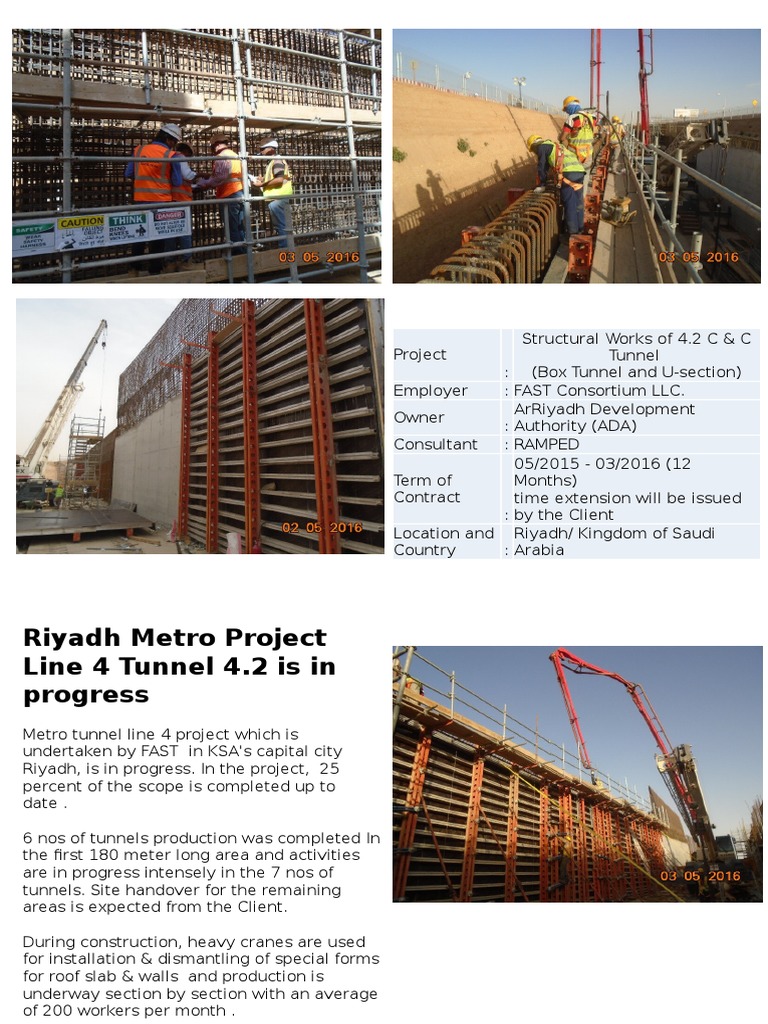 Riyadh Metro Line 4 Tunnel Update | PDF