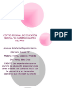 Ensayo-las Experiencias Que Un Alumno de Educación Preescolar Debe Tener a Traves Del Contacto Inicial Con La Geometría y Las Demandas Cognitivas Que Implican Su Estudio Atc 3