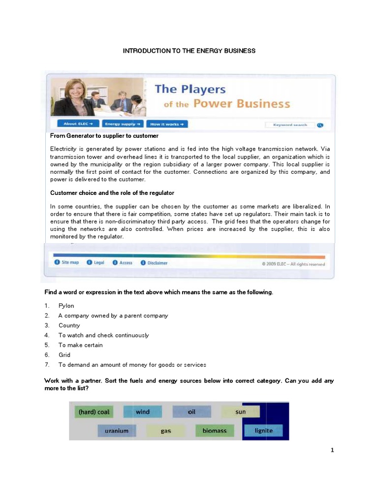 Introduction to the Energy Sector | PDF | Power Station | Energy ...
