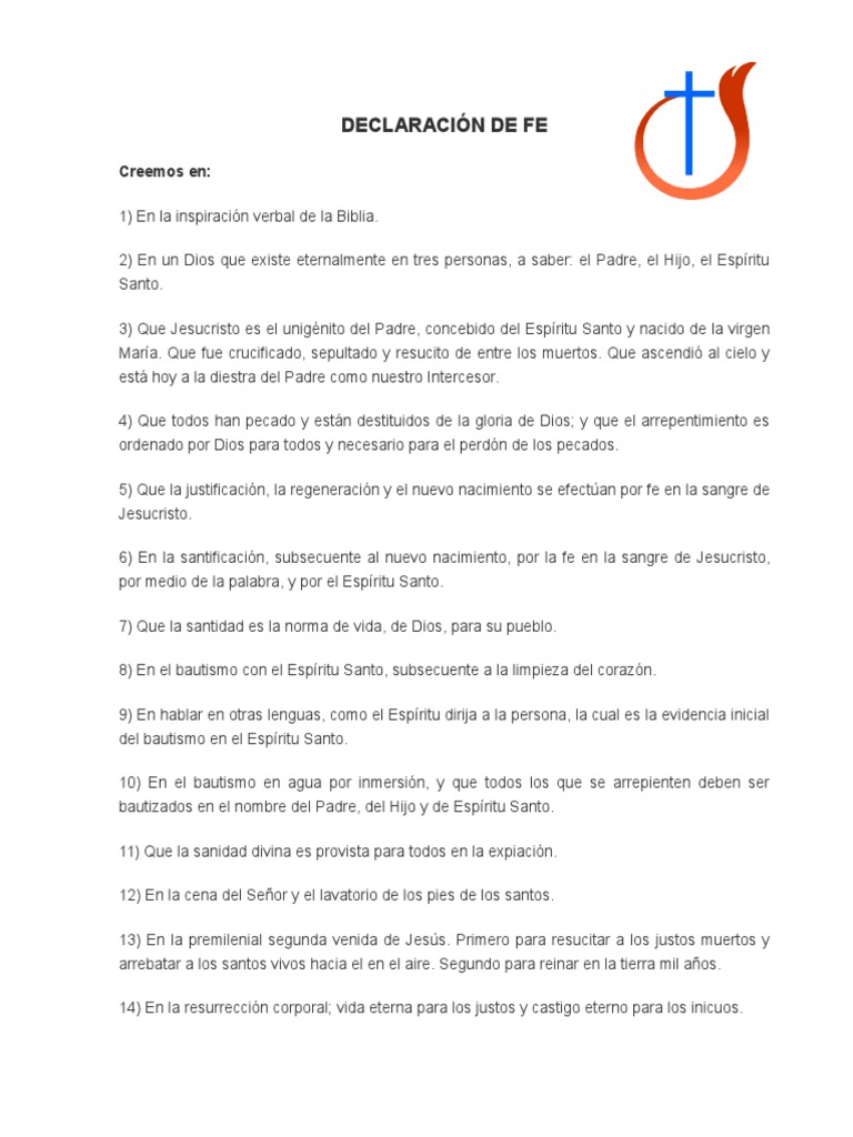 Declaración de Fe | PDF