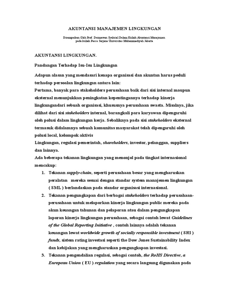 Akuntansi Manajemen Lingkungan