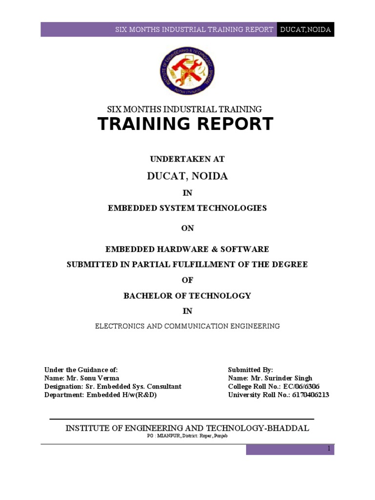 Embedded System Industrial Trainng Report | PDF | Read Only Memory ...