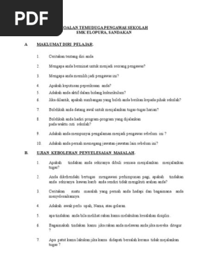 Tips Soalan Temuduga Pengawas Sekolah Pdf