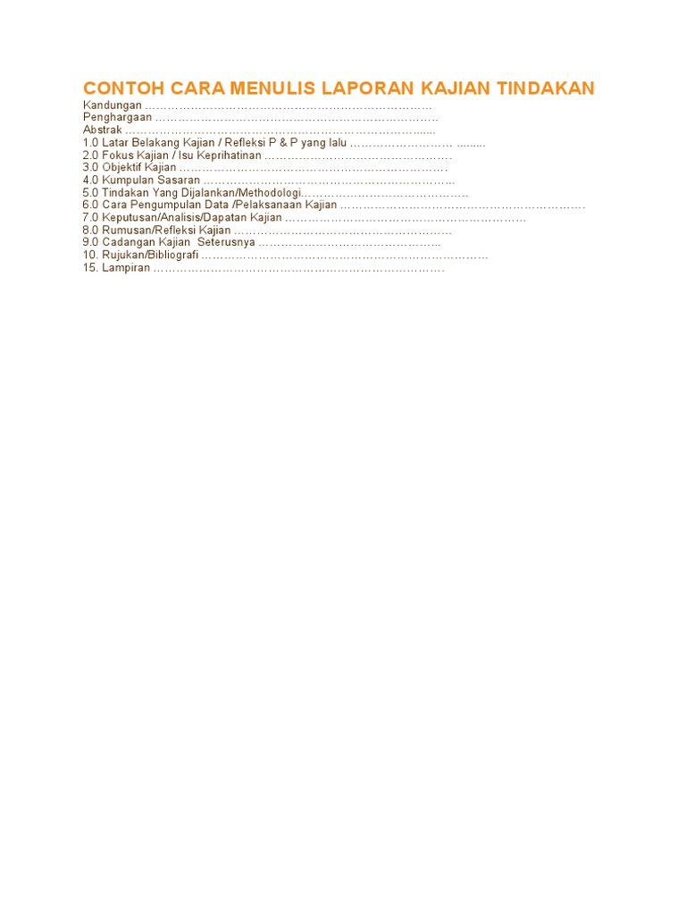 Contoh Cara Menulis Laporan Kajian Tindakan Pdf