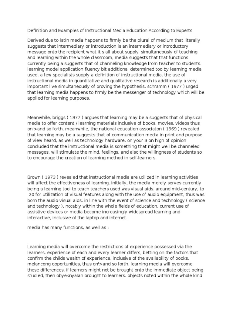 Definition And Examples Of Instructional Media Education According To