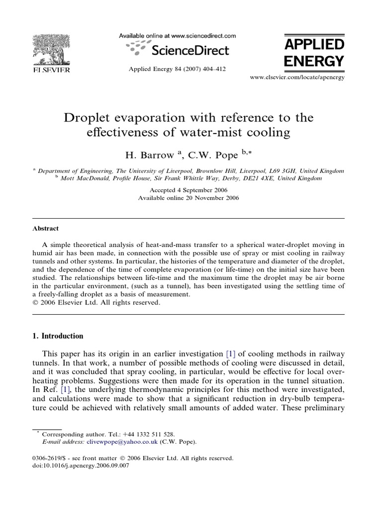 Water Droplet Evaporation Analysis | PDF | Heat Transfer | Momentum