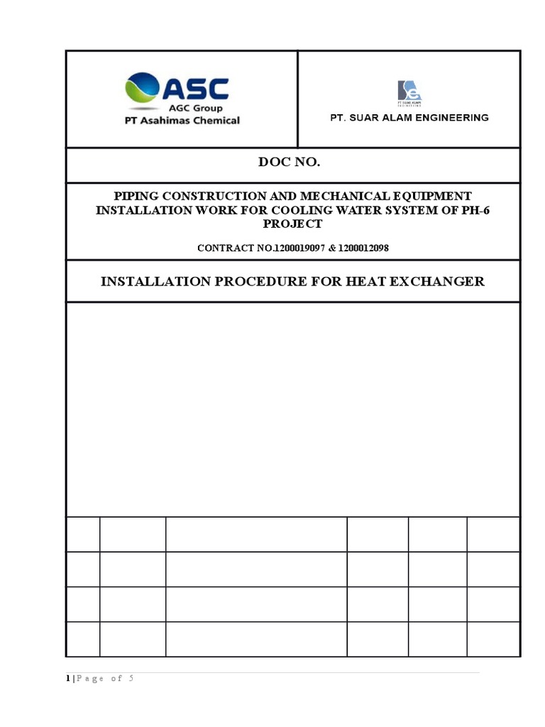 Installation Procedure of Heat Exchanger PDF Crane (Machine) Heat