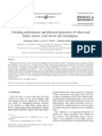 Grinding Performance and Physical Properties of Wheat and Barley Straws, Corn Stover and Switchgrass