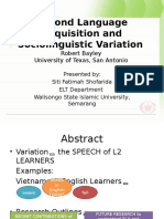 Second Language Acquisition and Sociolinguistic Variation