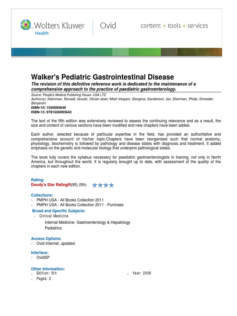 Walker's Pediatric Gastrointestinal Disease PDF