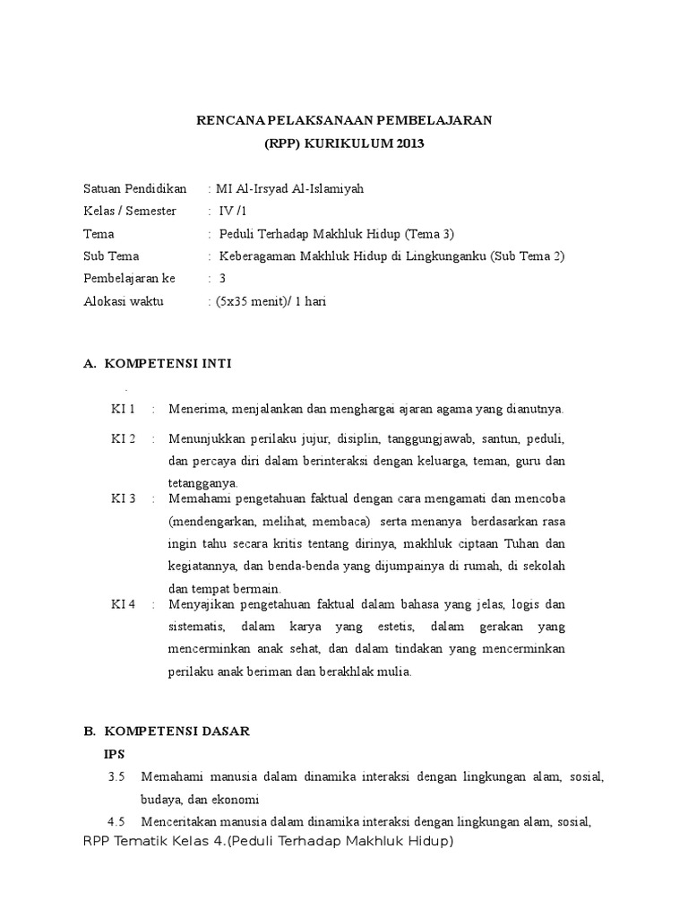Dokumen Tips Tematik Kelas 4 Tema 3 Subtema 2 Pembelajaran 3