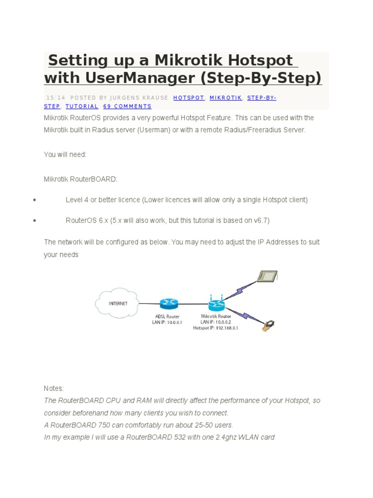 Setting Up A Mikrotik Hotspot With UserManager | PDF | Ip Address