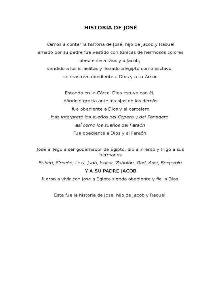 Historia de José | PDF | Religión y espiritualidad