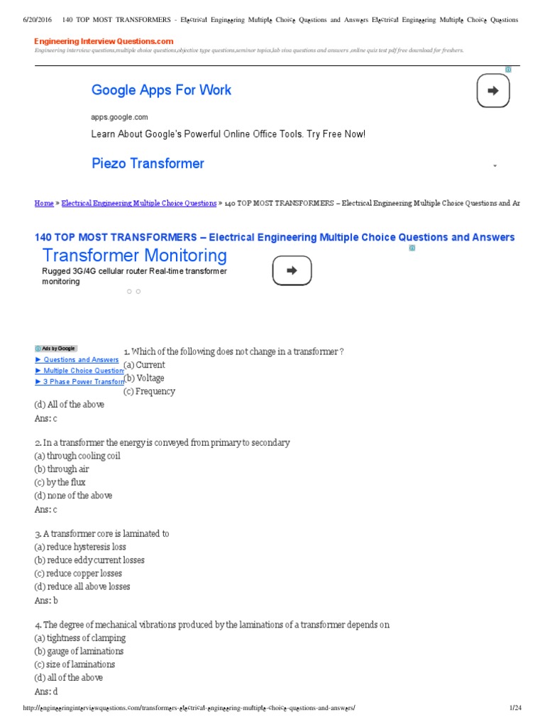 Transformer.pdf | Transformer | Electronic Engineering