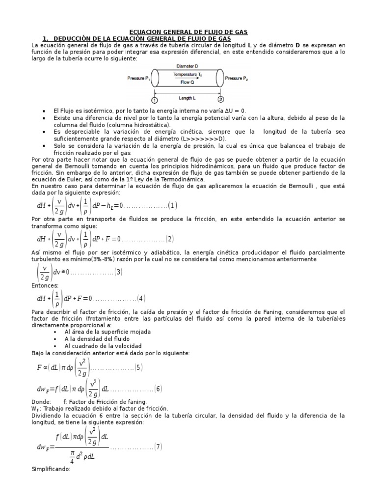 Ecuación de Flujo de Gas en Tuberías | PDF | Gases | Fricción