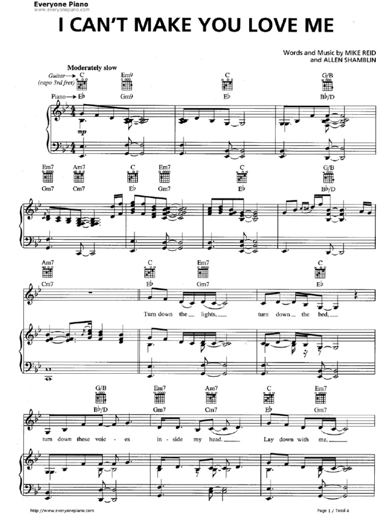 I Cant Make You Love Me Sheet Music | PDF