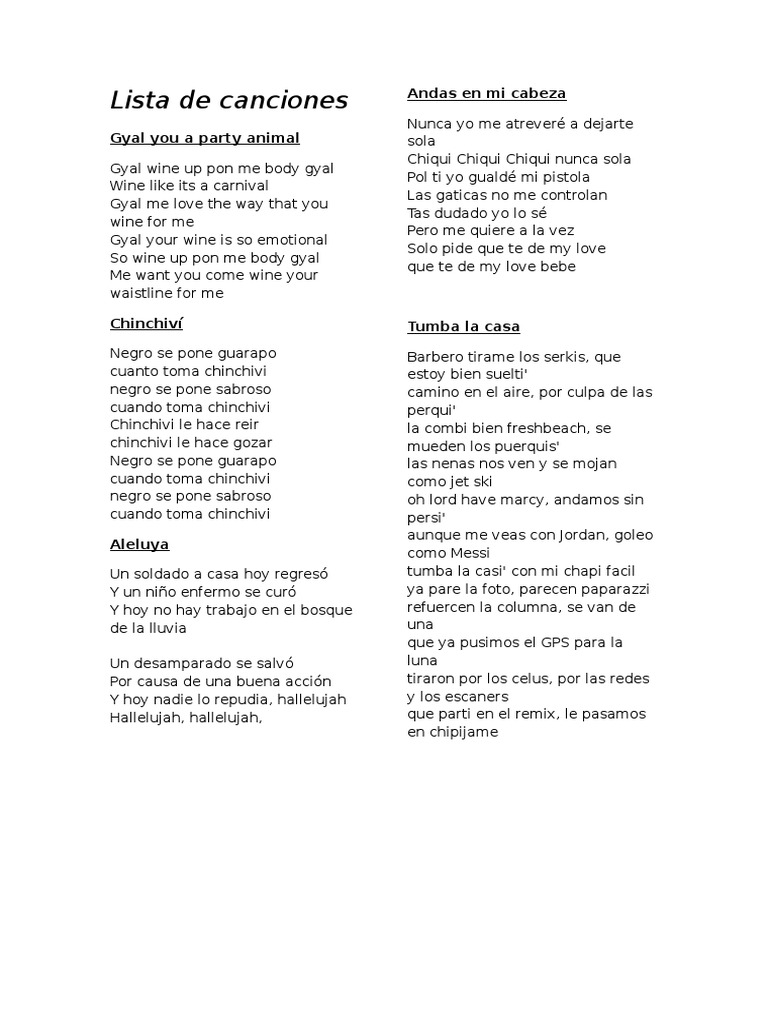 Letras de Canciones en Español | PDF